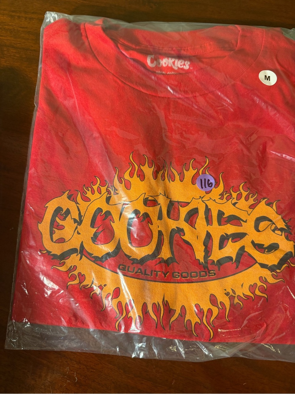 Cookies Men's Short Sleeve Tee - Red with Flame Logo